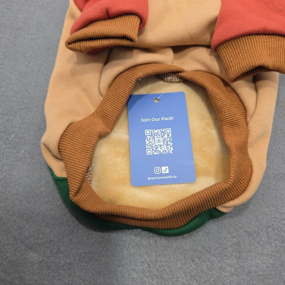 Spark Paws Dog Hoodie Colorblock Green Orange Tan Fleece Lined NWT J